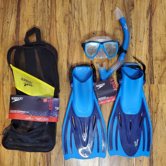 Speedo Snorkel Set Mask, Snorkel, & Fin Set Adult S/M Dive Water Swimming - Picture 6 of 8